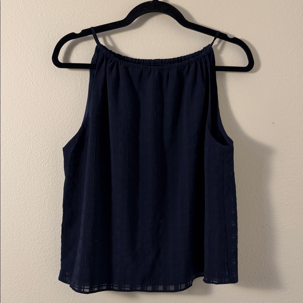 Banana Republic Factory Jacquard Gathered Halter Top In Navy Size M